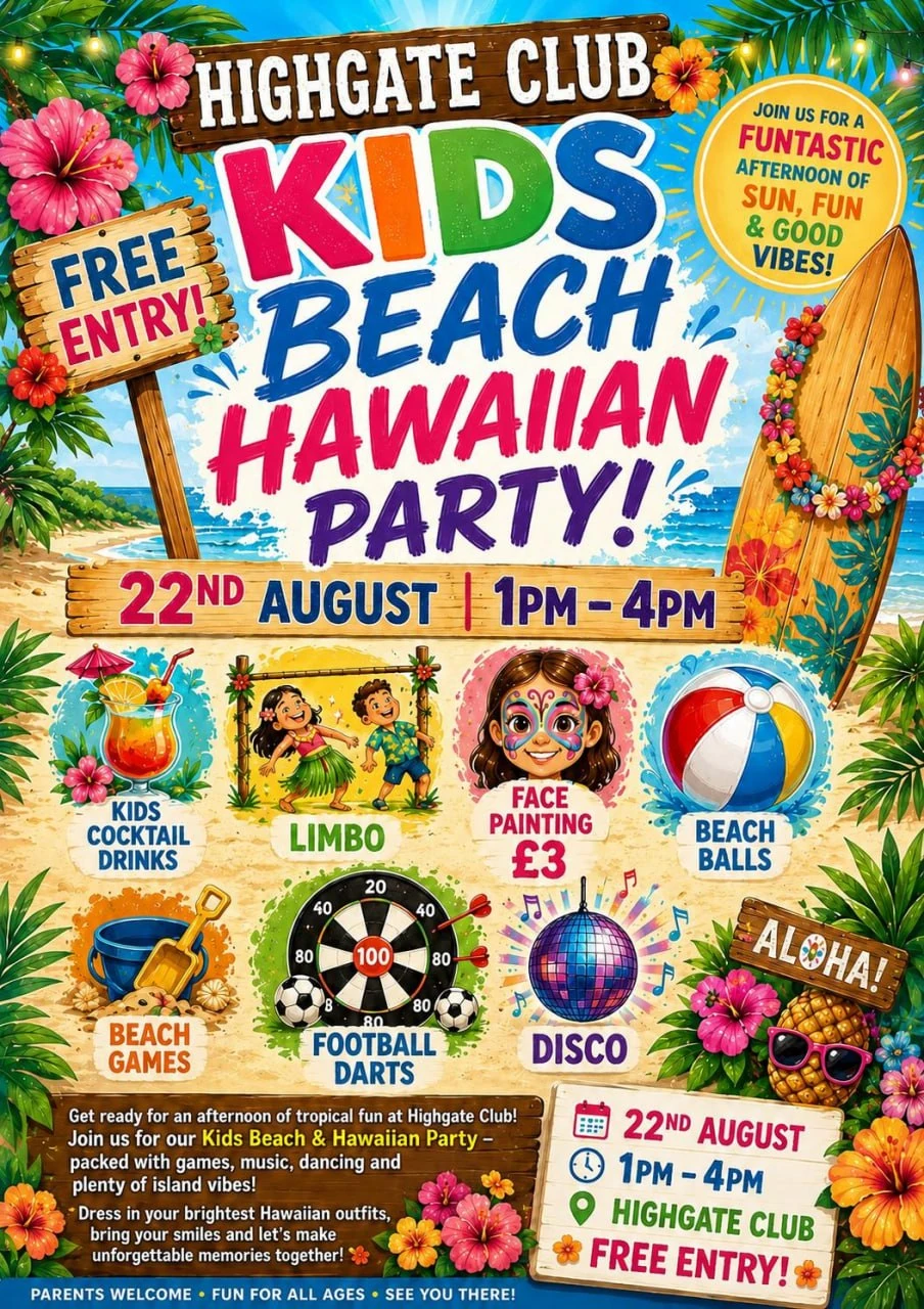 HIGHGATE CLUB KIDS BEACH & HAWAIIAN PARTY!